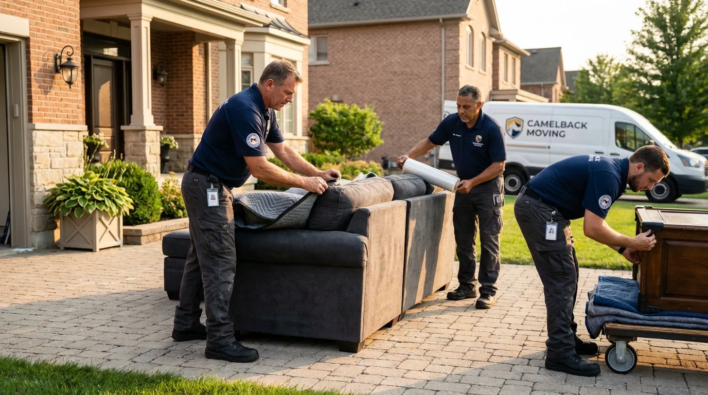 Large estate moving crew wrapping furniture in Conshohocken, PA