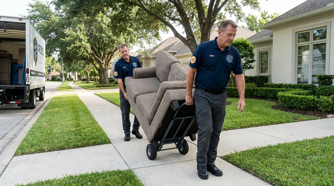Local residential moving crew loading furniture in Conshohocken, PA